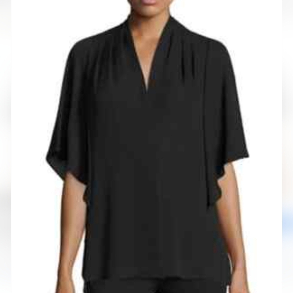 Kobi Halperin Carin Flutter Sleeve Silk Blouse Black Size M Lightweight